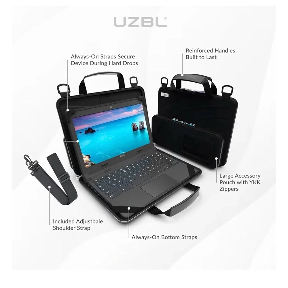 Universal Black Laptop Carrying Case with Handle and Front Pocket